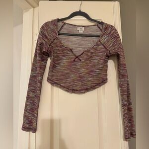 BDG Multicolor Long Sleeve Crop Top